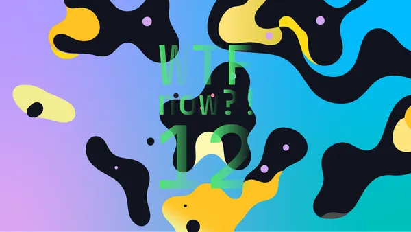 A colourful graphic with numerous yellow blobs on a gradient background in pinks and blues.