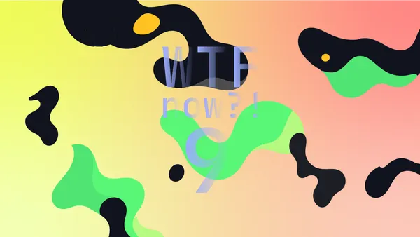 A colourful graphic with numerous green blobs on a gradient background in greens and pinks.