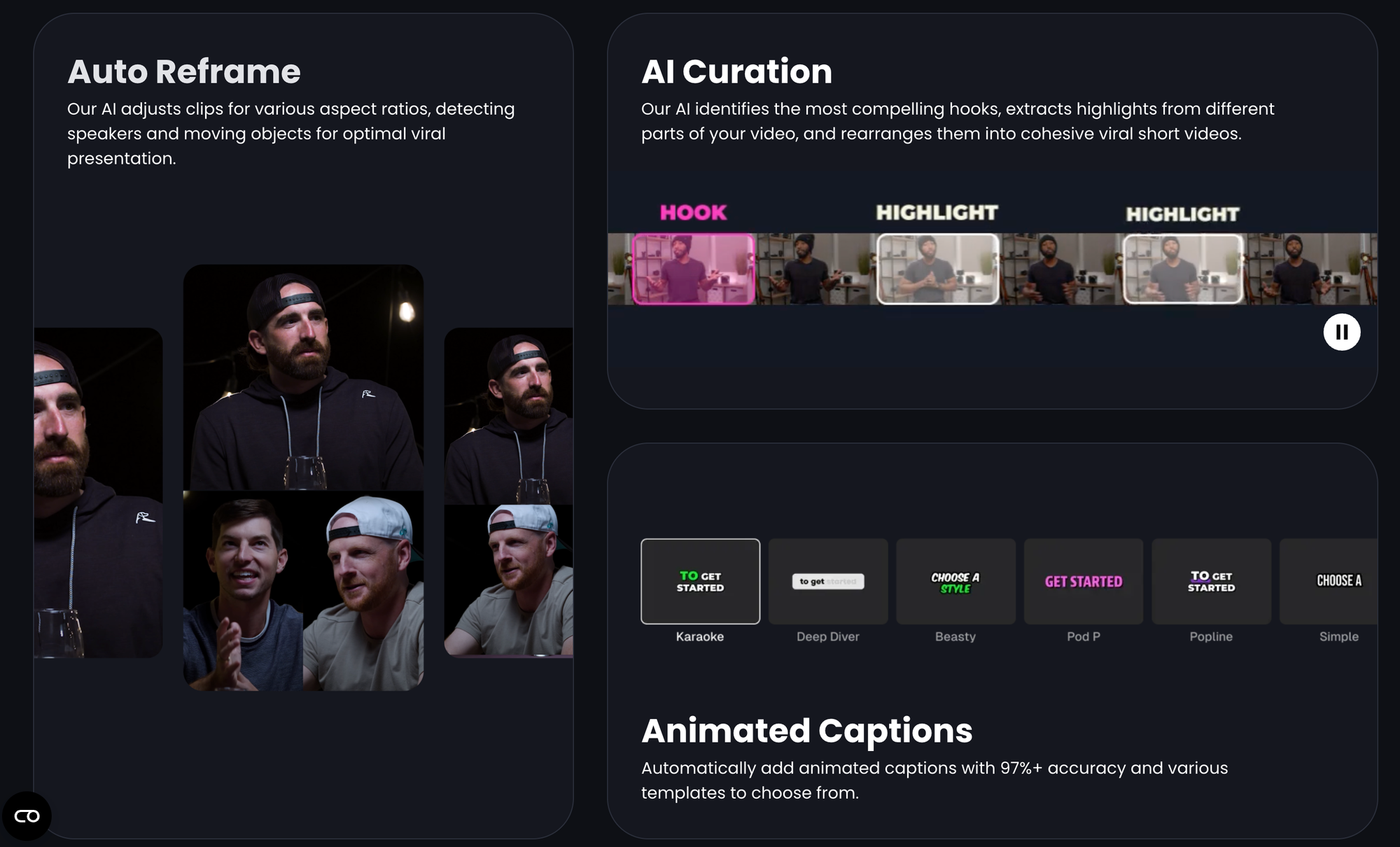 Opus Clip présente plusieurs caractéristiques clés