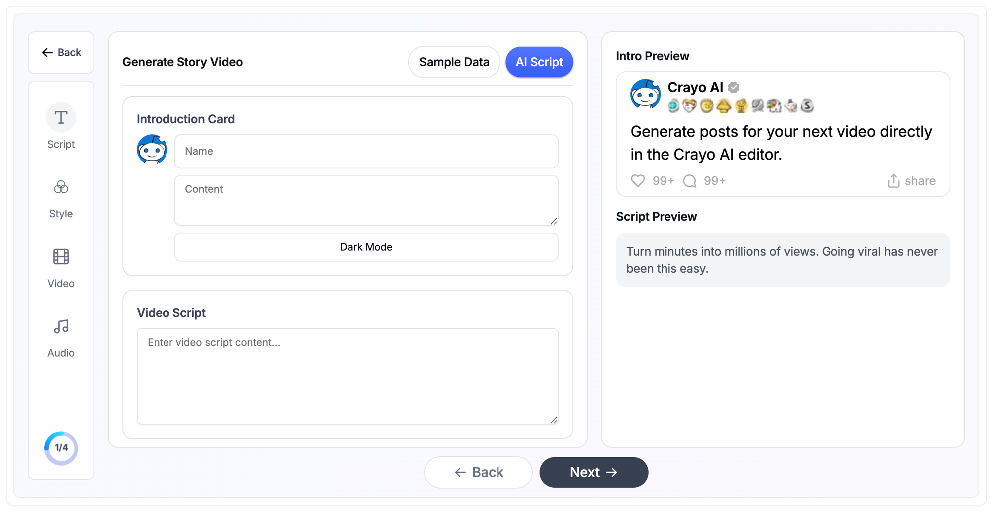 Vidéos virales Crayo AI