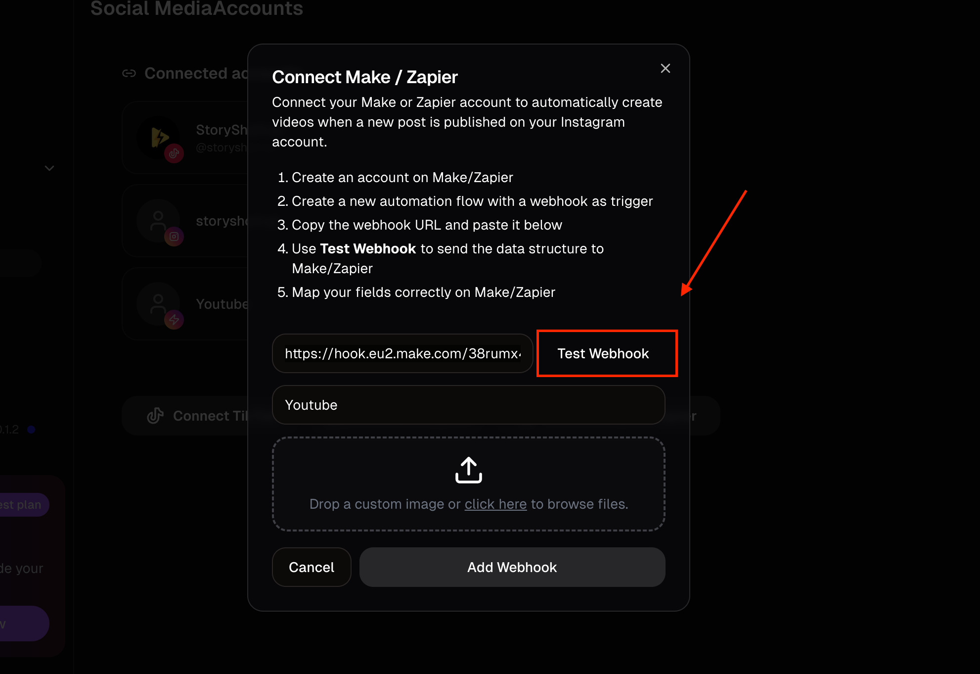 Test webhook storyshort.ai