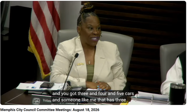 A Memphis City Councilwoman has 3 vehicles and that's a hardship?