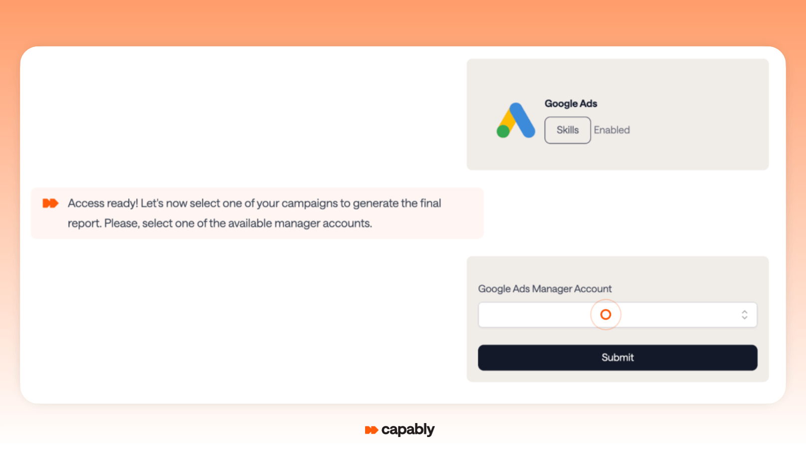 select google ads manager account