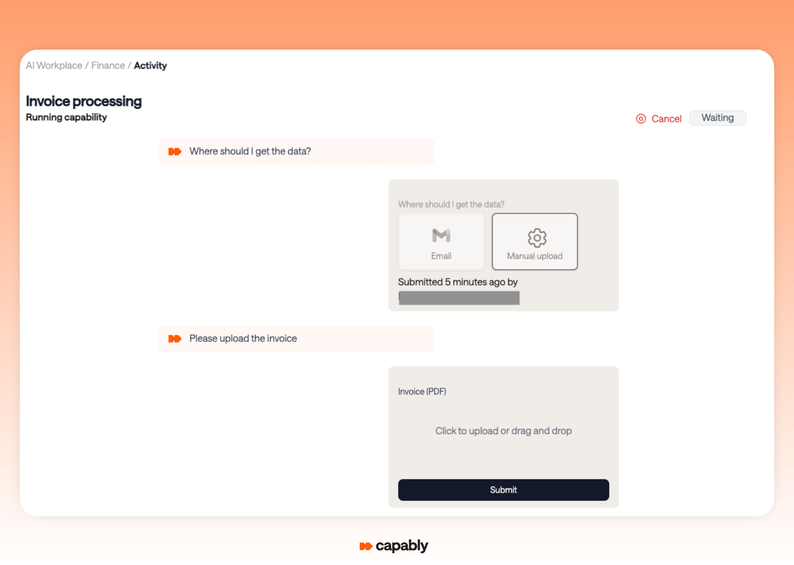 upload invoices for matching process
