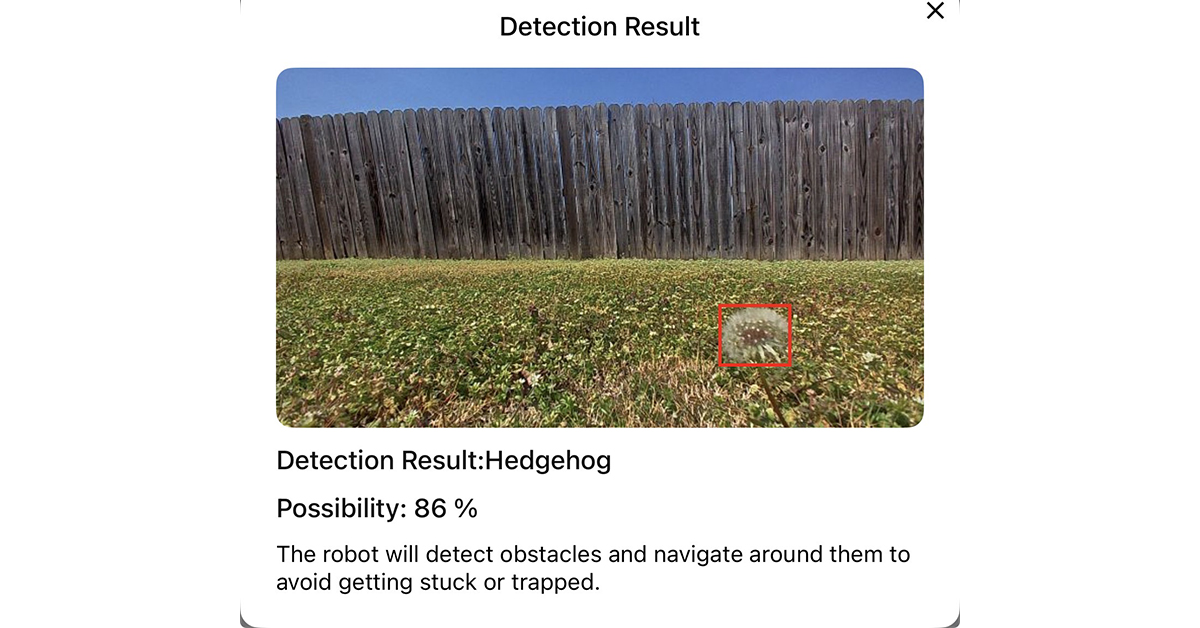 MOVAHome app misidentifying dandelions as an animal obstacle