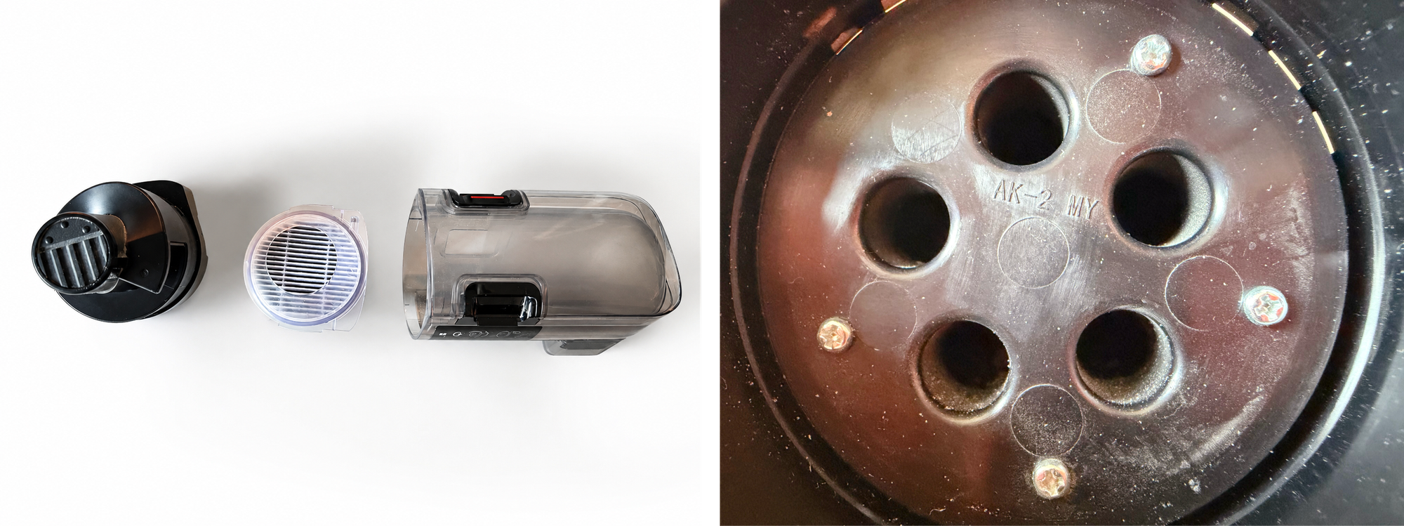 Eufy Omni S2 cyclone dust-separation system after extended use.