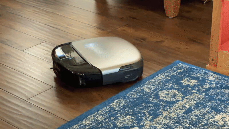 Eufy Omni S2 navigating through a doorway during testing.