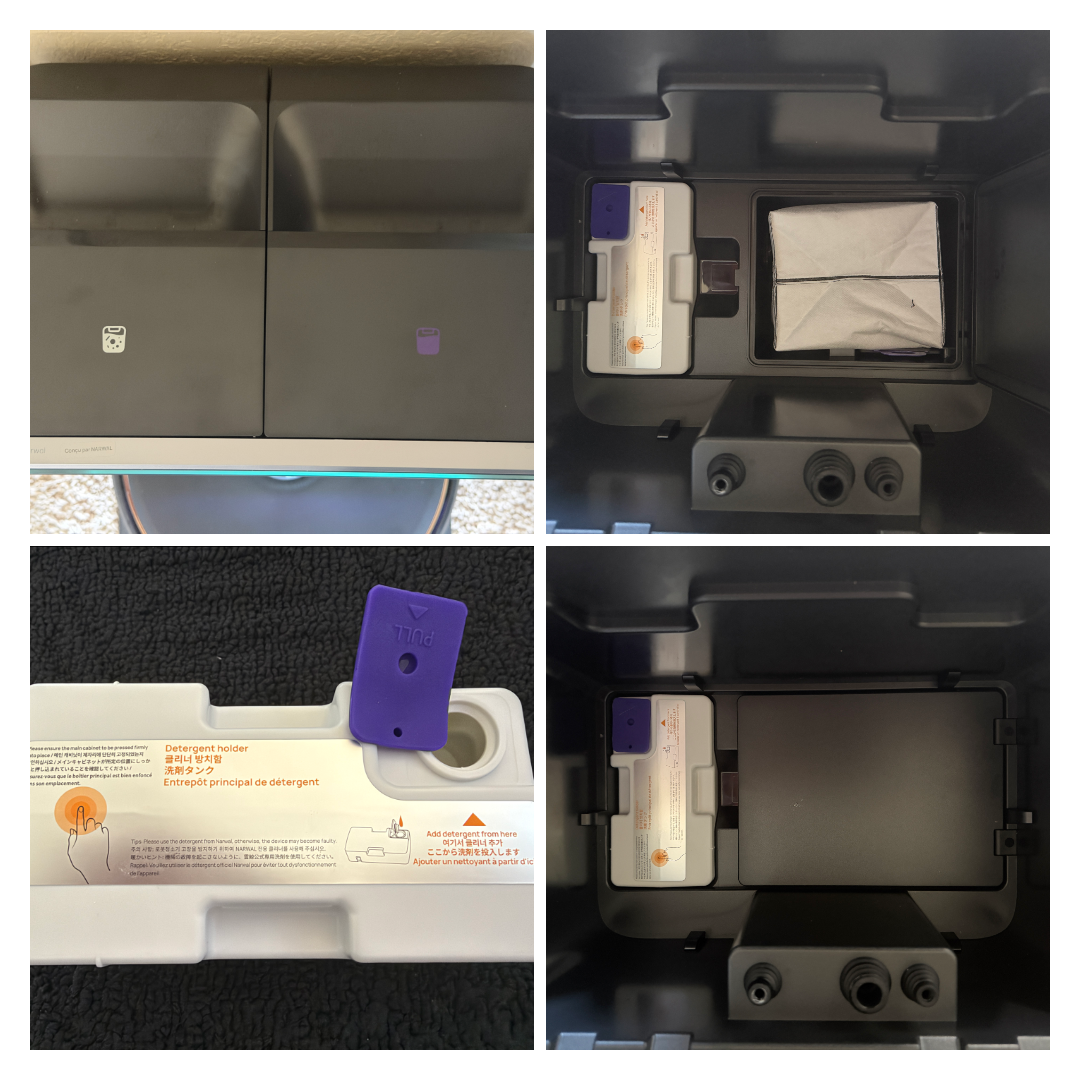 Flow 2 base station includes new refillable detergent dispense and hides dust bag area.