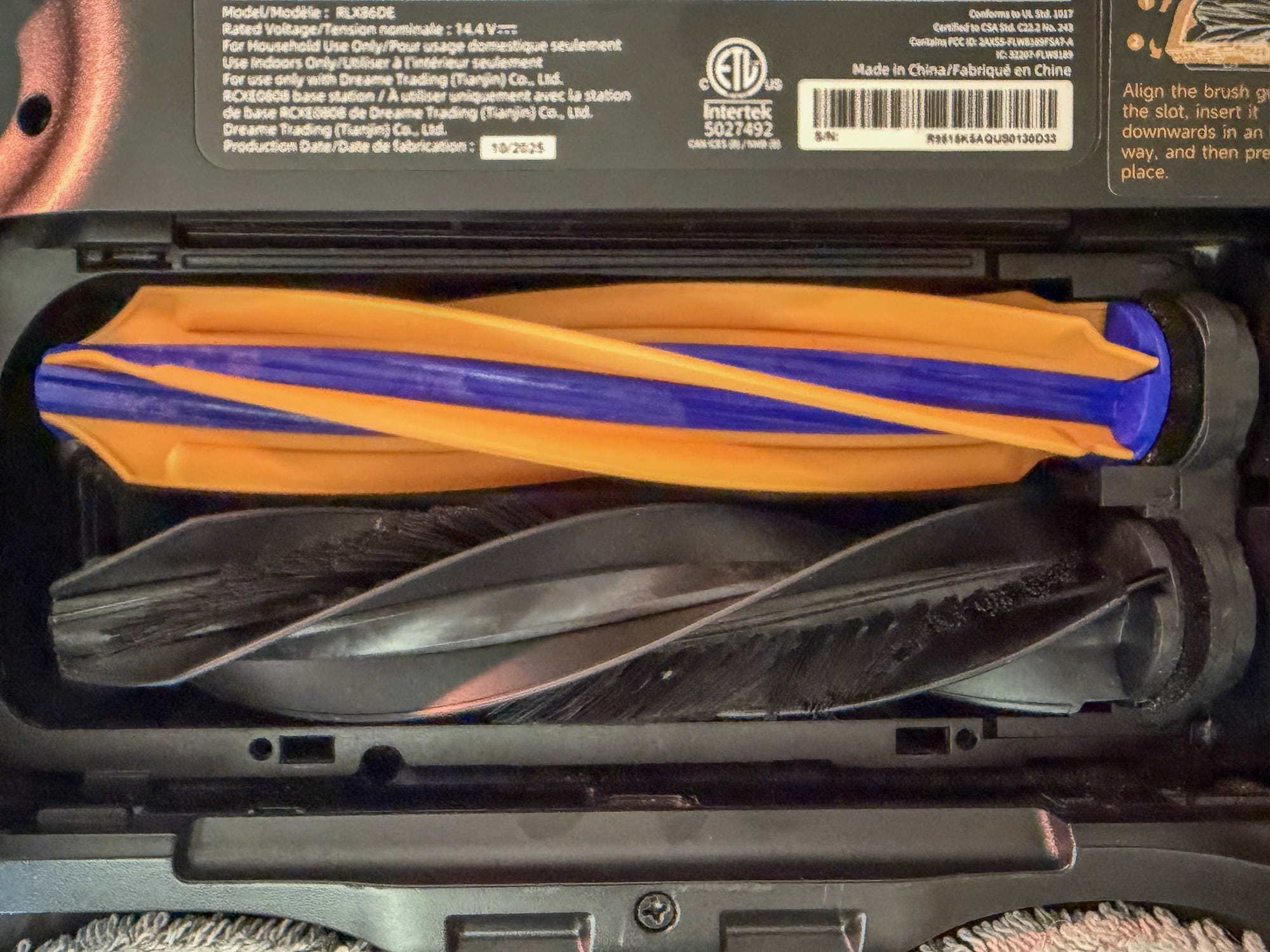 Main brushes with the brush guard removed