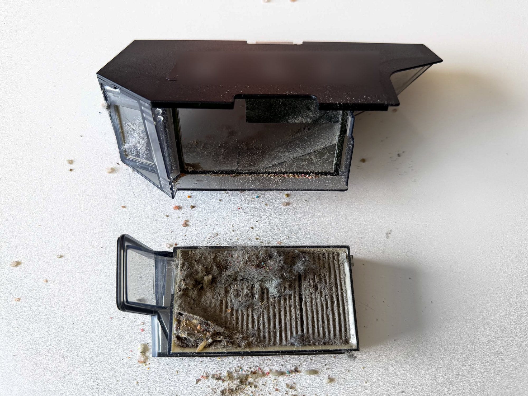 Open dustbin and removed filter