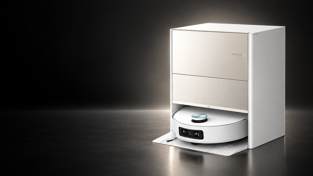 Dreame Aqua20 Pro Ultra Roller X Complete robot vacuum docked inside its white multifunction base station.