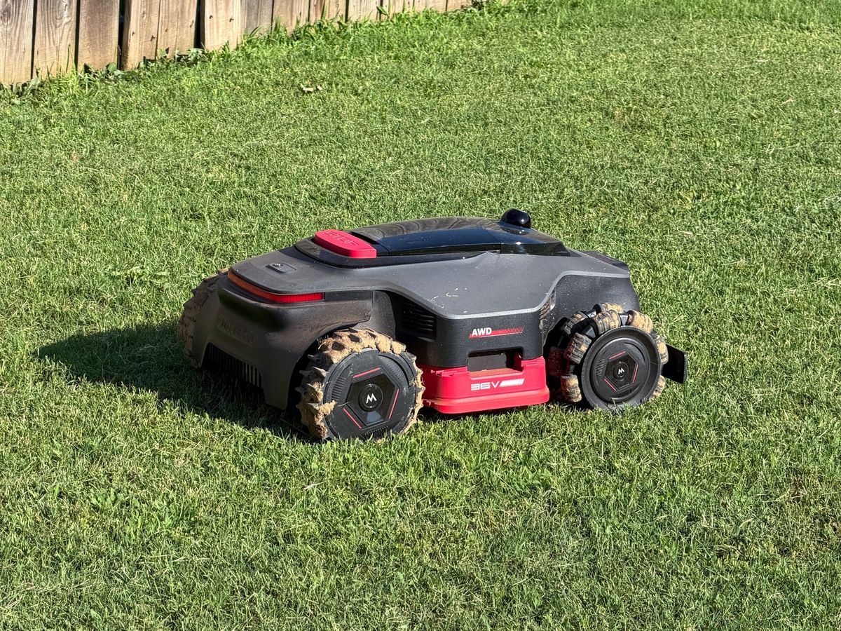 MOVA LiDAX Ultra 3000 AWD robotic lawn mower on grass.