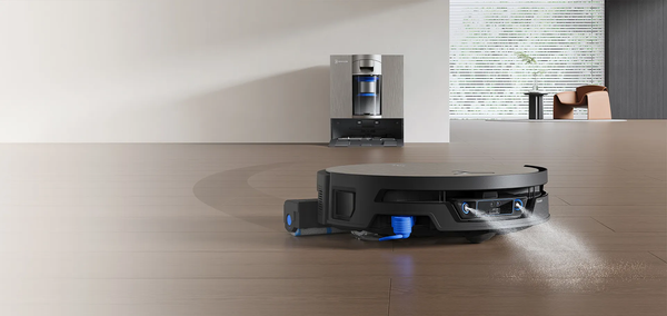 Ecovacs Deebot X12S OmniCyclone robot vacuum and bagless self-emptying base station.