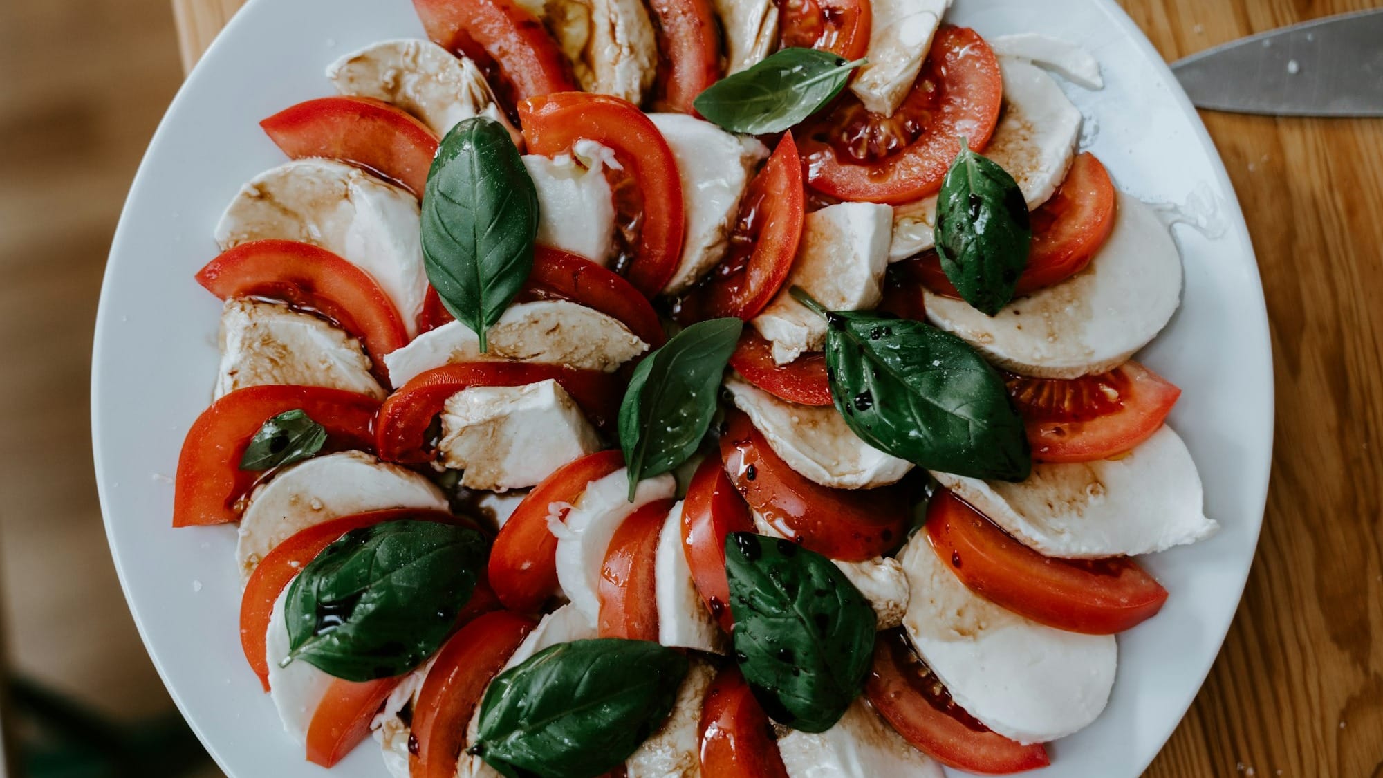 Tomato, basil and mozzarella salad.