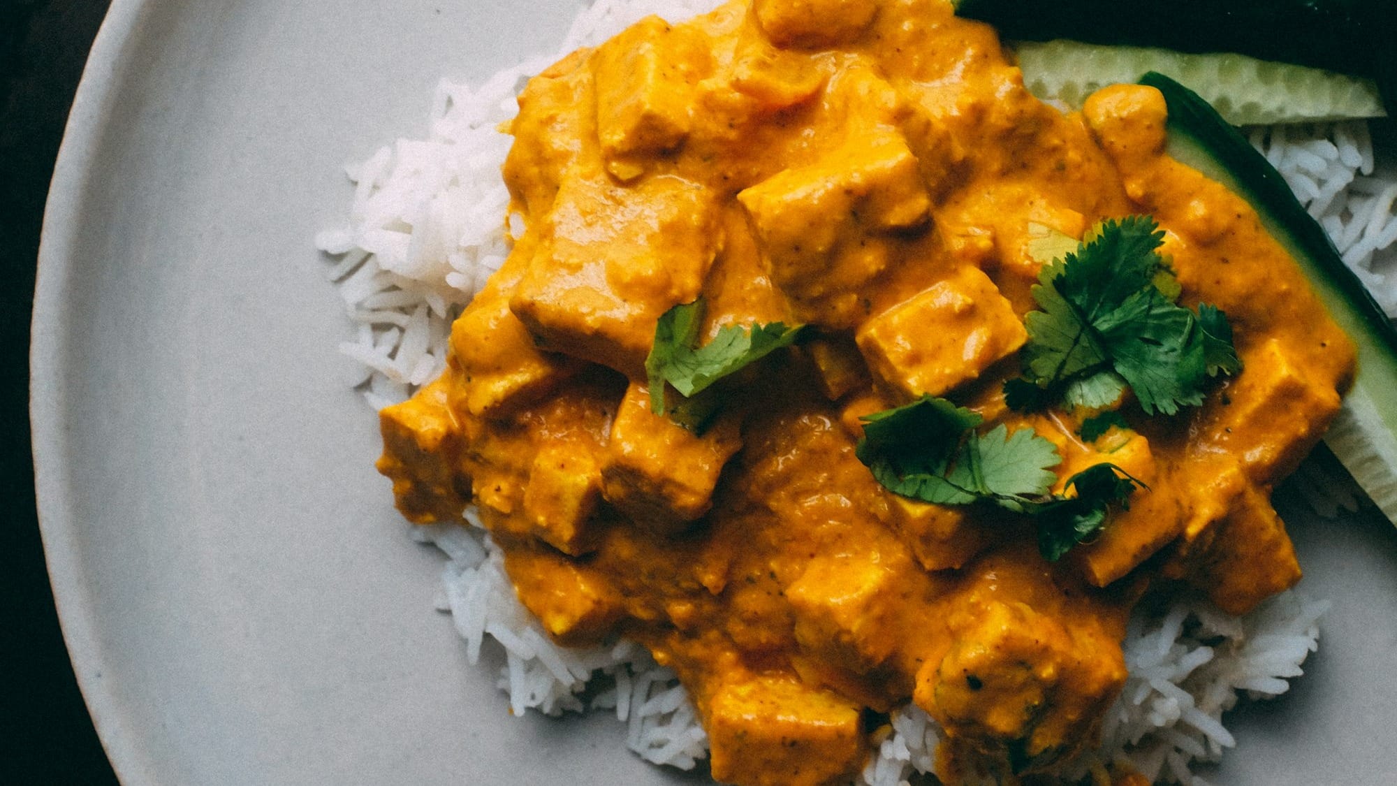 Tofu curry with basmati rice.