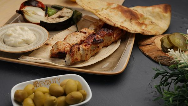 Chicken souvlaki.