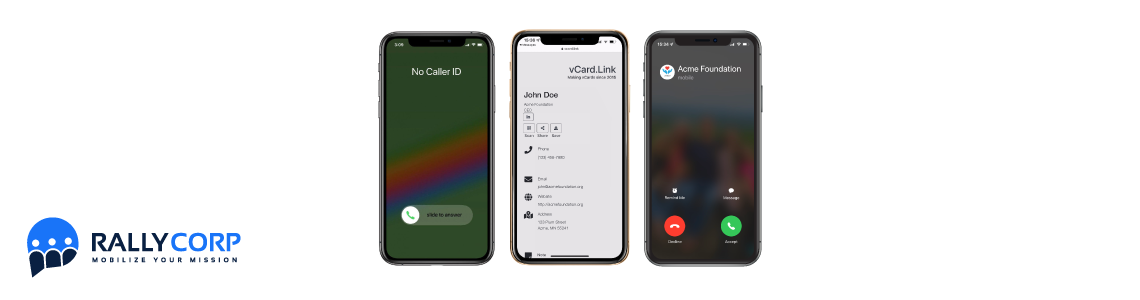 Before and after adding a contact card.