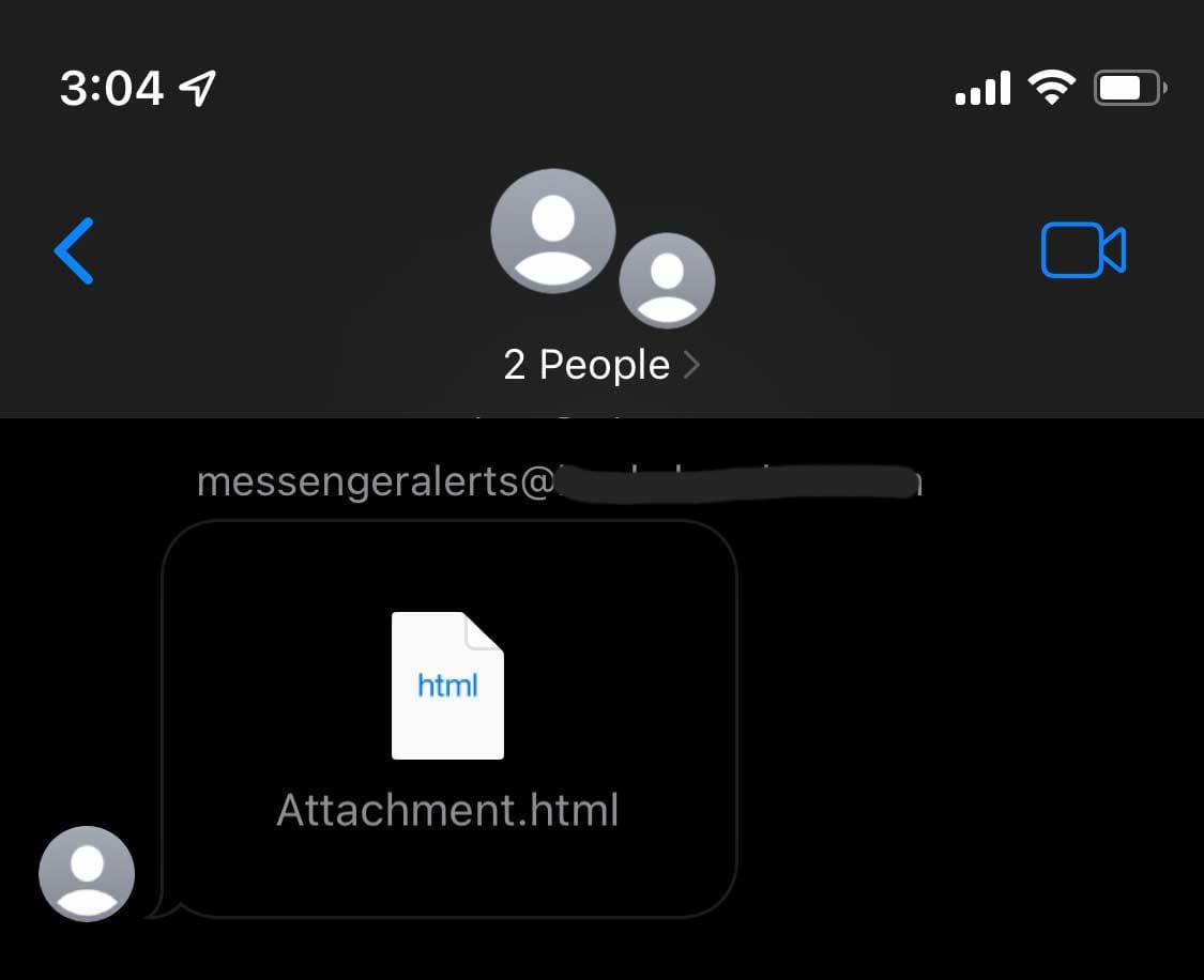 Screenshot of a text message where all they sent is an attachment.