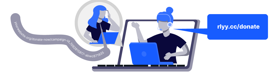 Examples of having to say a really long URL compared to a shortened URL.