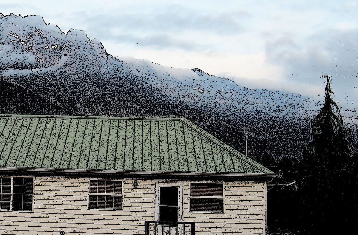 Small house with big mountain, North Cascades