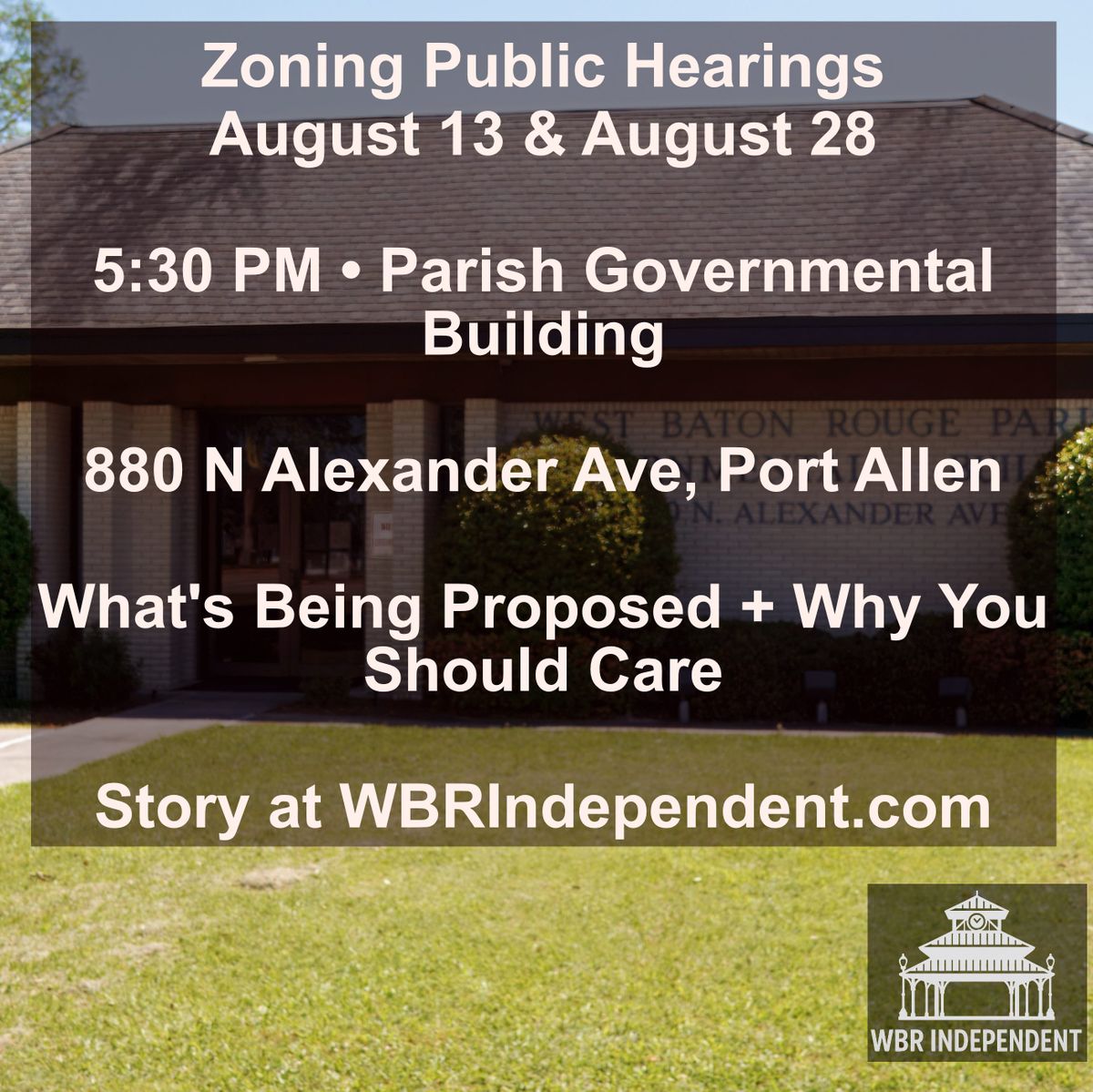 WBR Parish Schedules Public Hearings for Four Zoning Requests