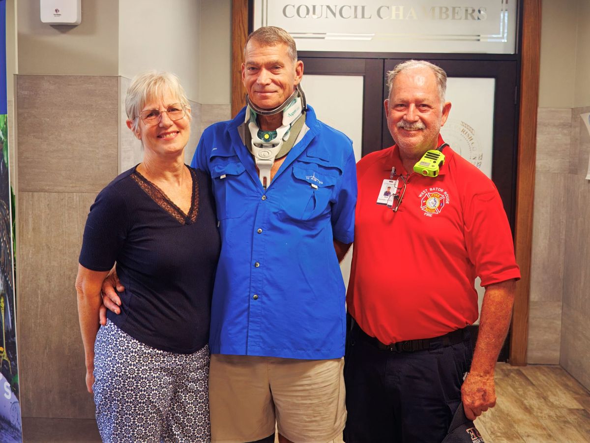'The story would be very different today': Wife tells parish council how WBR firefighters saved her husband after levee cycling crash