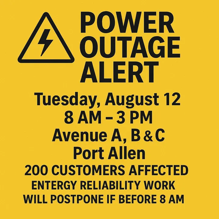 Entergy Schedules Power Outage for Central Port Allen Streets