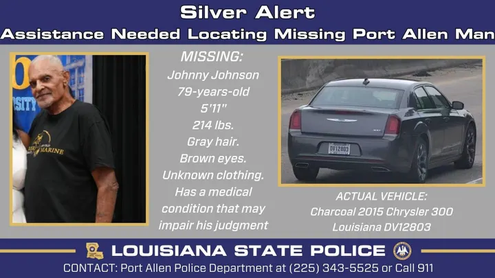Louisiana State Police Issue Silver Alert for Missing Port Allen Man