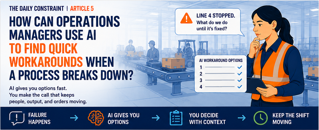 How Can Operations Managers Use AI to Find Quick Workarounds When a Process Breaks Down?