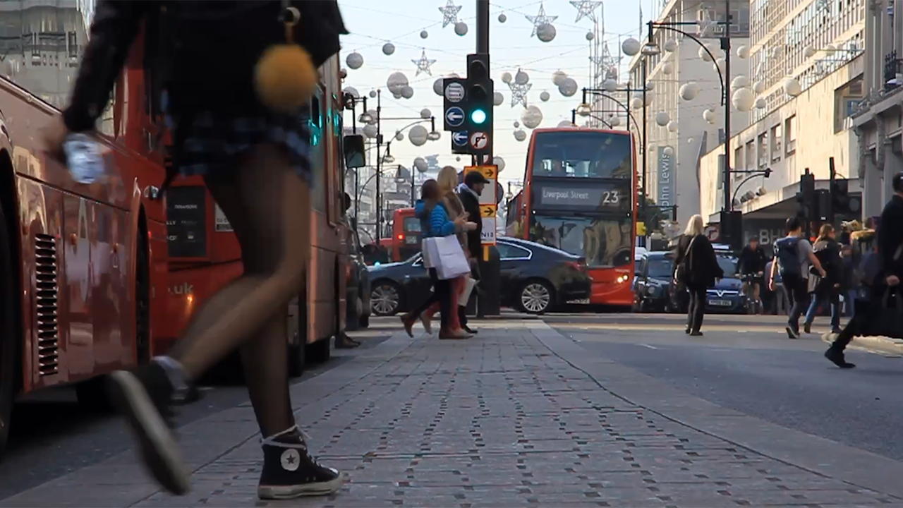 a busy junction at Oxford Circus