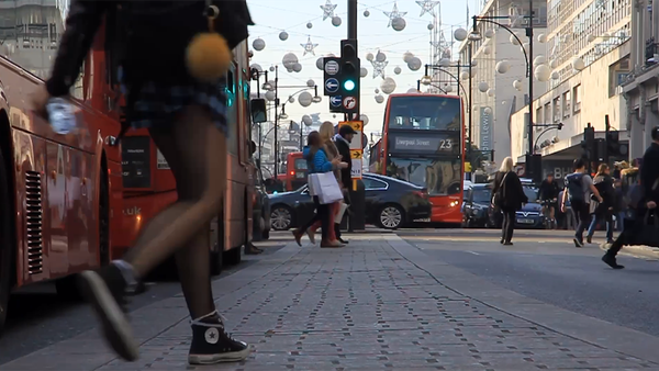a busy junction at Oxford Circus