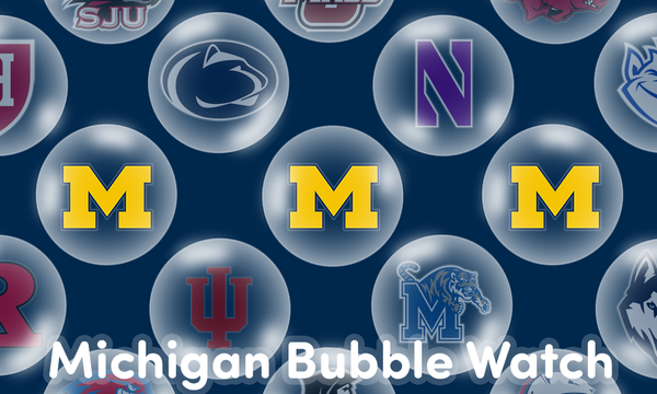 The logo for Michigan and a number of other teams appear inside of bubbles.