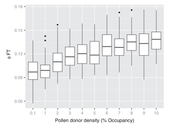 The gravity of pollination: integrating at-site features into spatial analysis of contemporary pollen movement