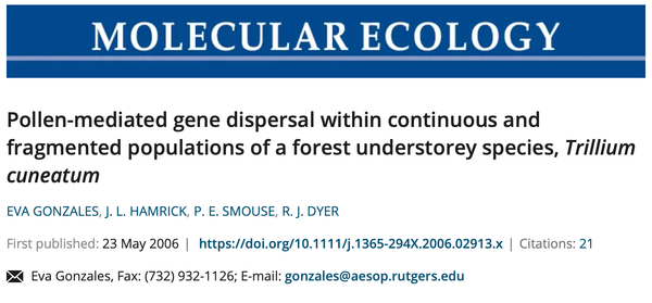 Pollen-mediated gene dispersal within continuous and fragmented populations of a forest understorey species, Trillium cuneatum