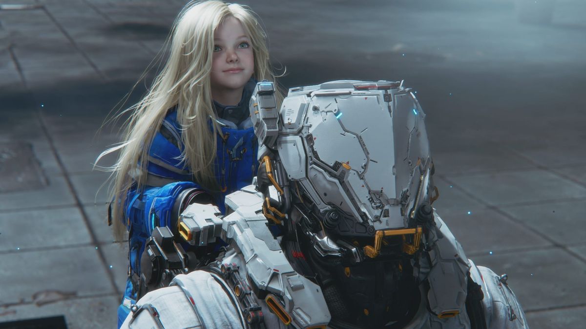 Diana on Hugh's back in Pragmata