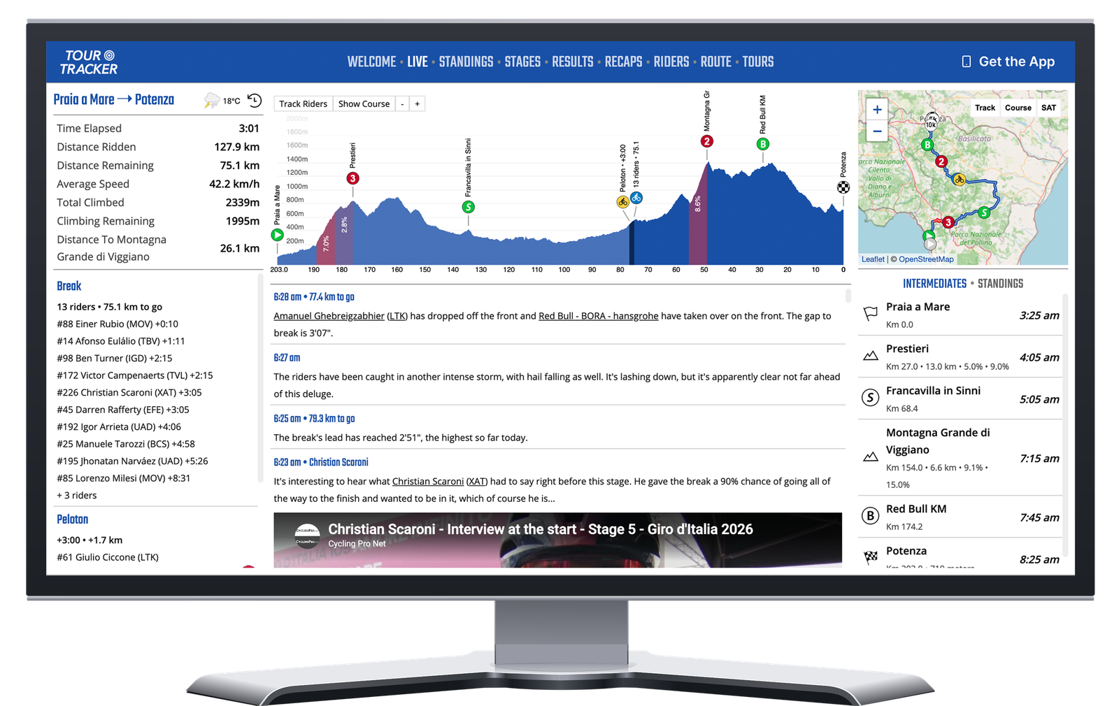 Tour Tracker Pro Cycling Live