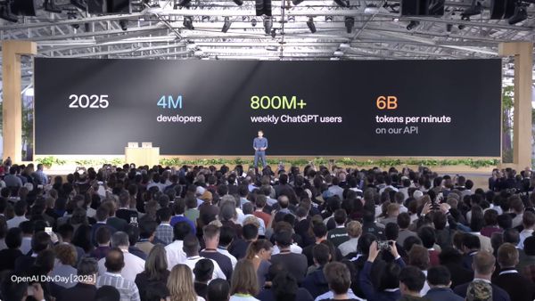 Sam Altman presenting at OpenAI DevDay 2025
