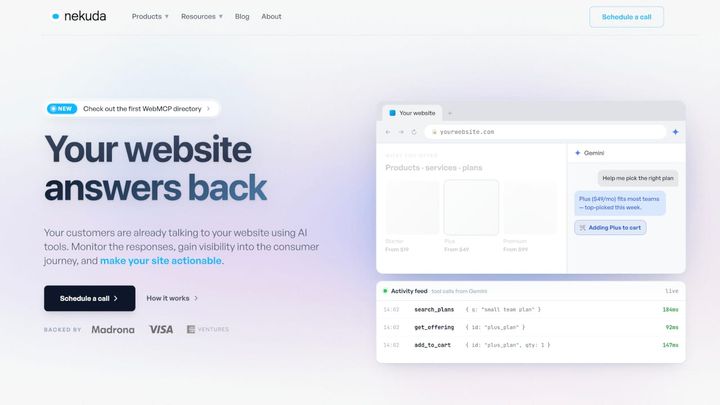 Nekuda homepage