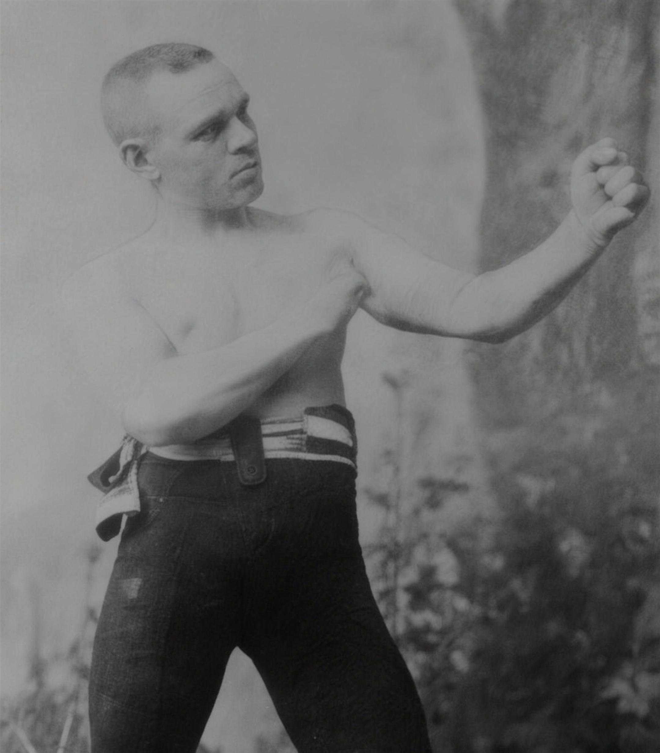Andy Bowen, half of the longest gloved fight ever recorded. Public domain.