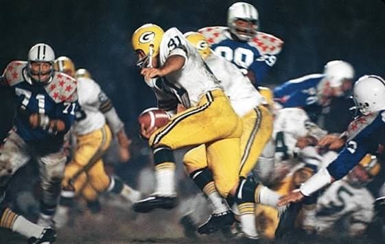 The All-Stars in their star-spangled jerseys against the Packers