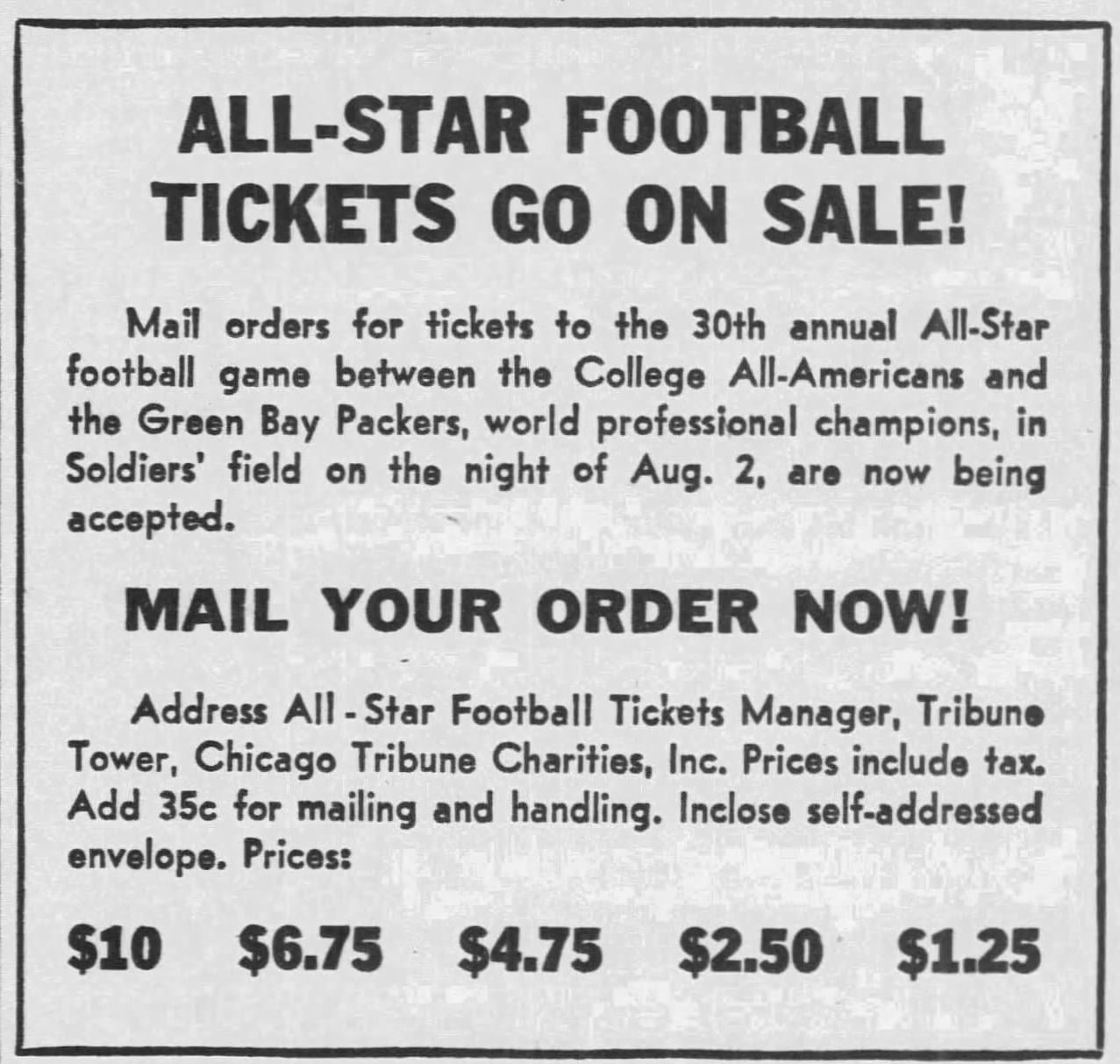 The Tribune's own ticket ad for the 1963 game — 