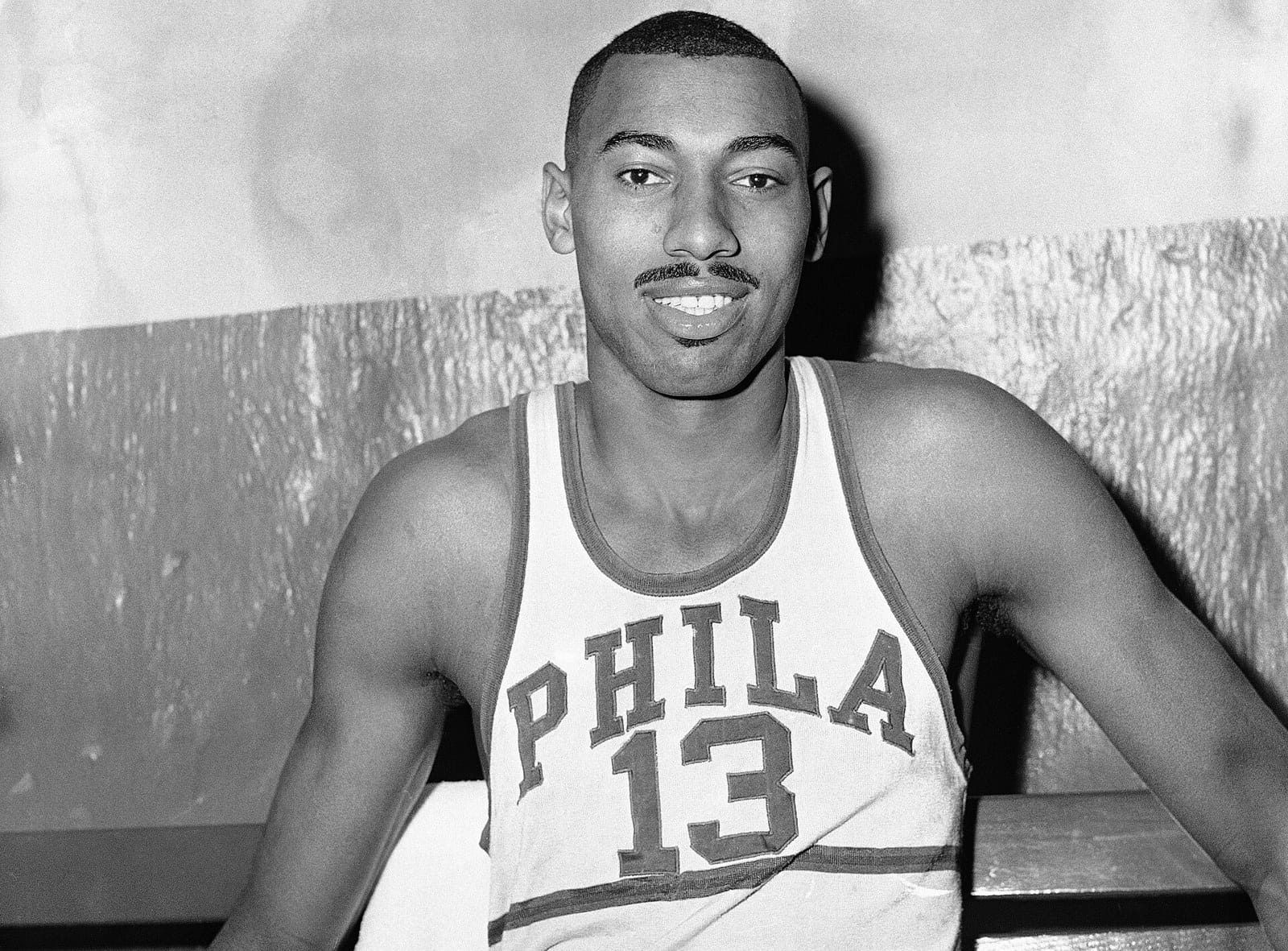 Wilt Chamberlain in his Philadelphia warmup years (public domain)