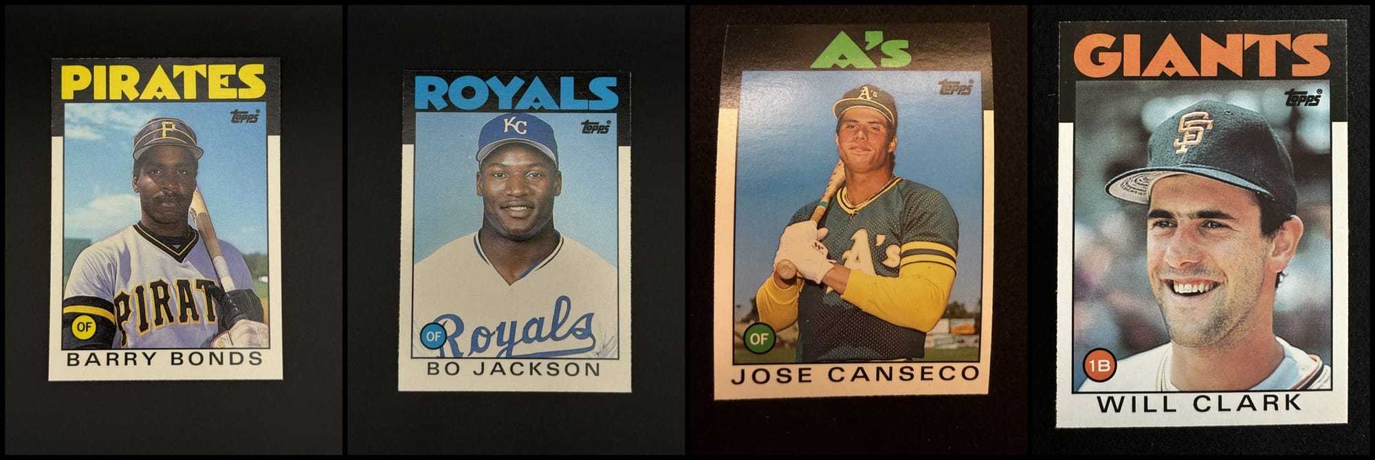 One box: Bonds #11T, Bo Jackson #50T, Canseco #20T, Will Clark #24T.