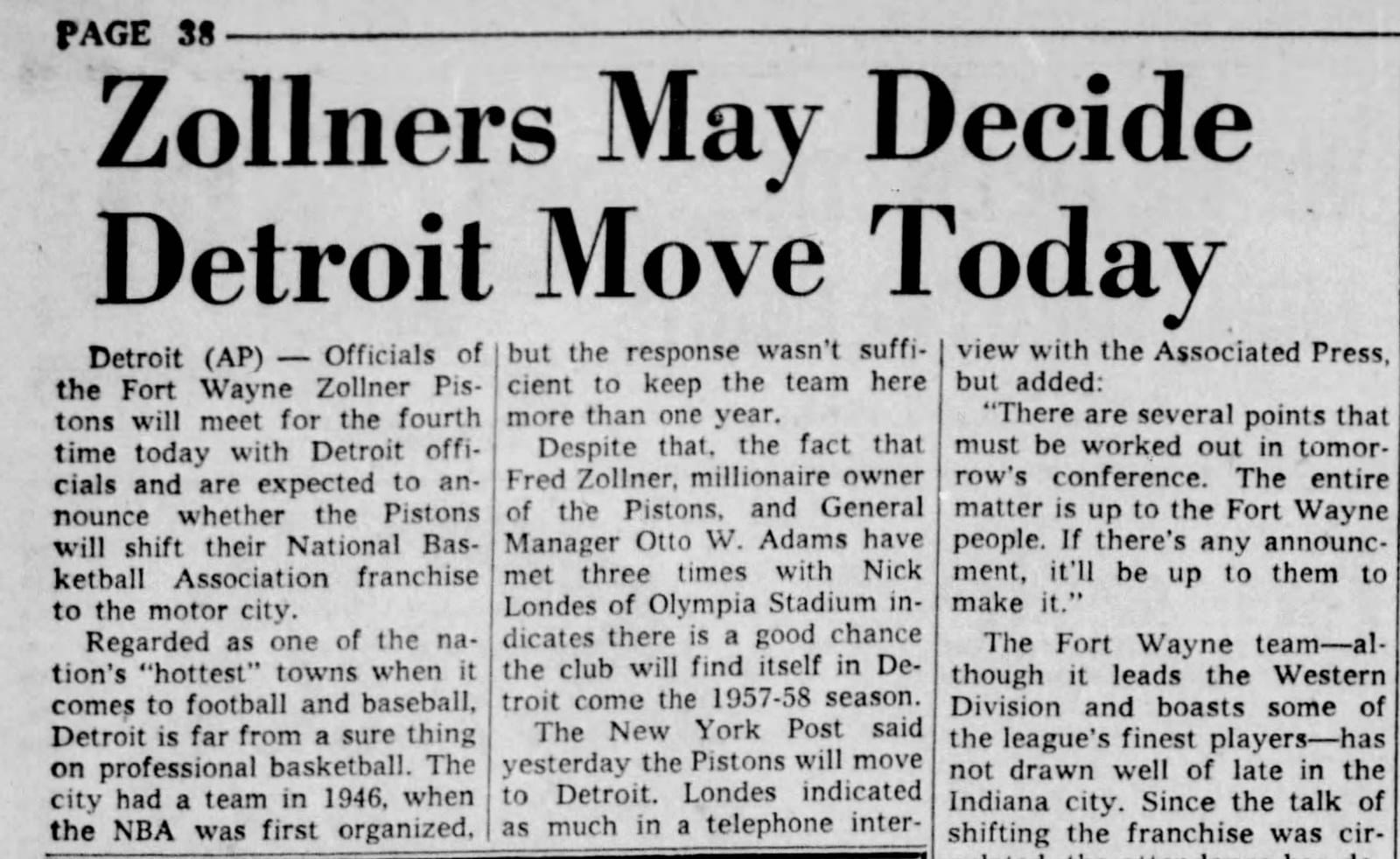 Indianapolis Star, Feb 14, 1957: 