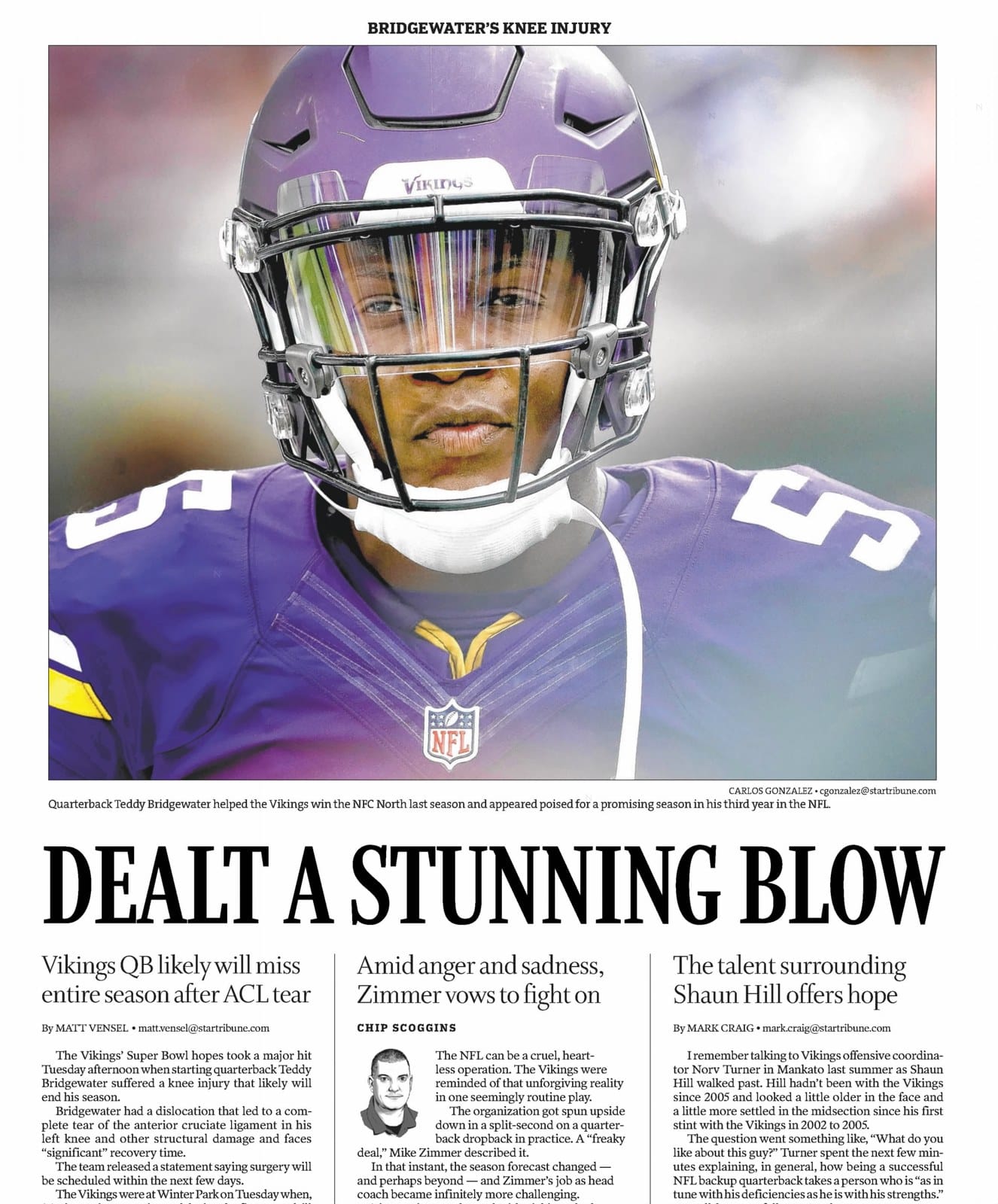 Star Tribune, August 31, 2016: 'Dealt a Stunning Blow.'