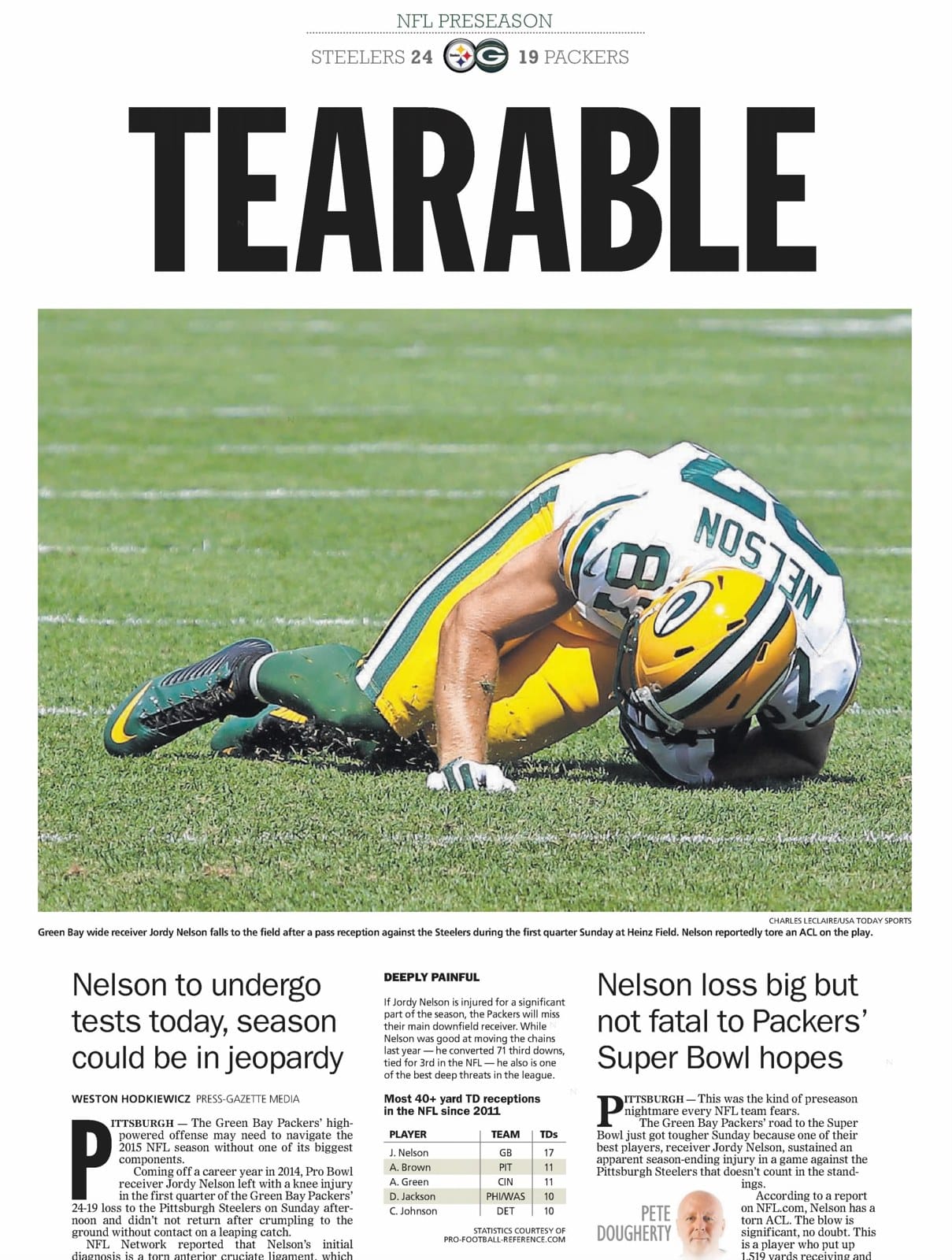 Green Bay Press-Gazette, August 24, 2015: 'TEARABLE.'