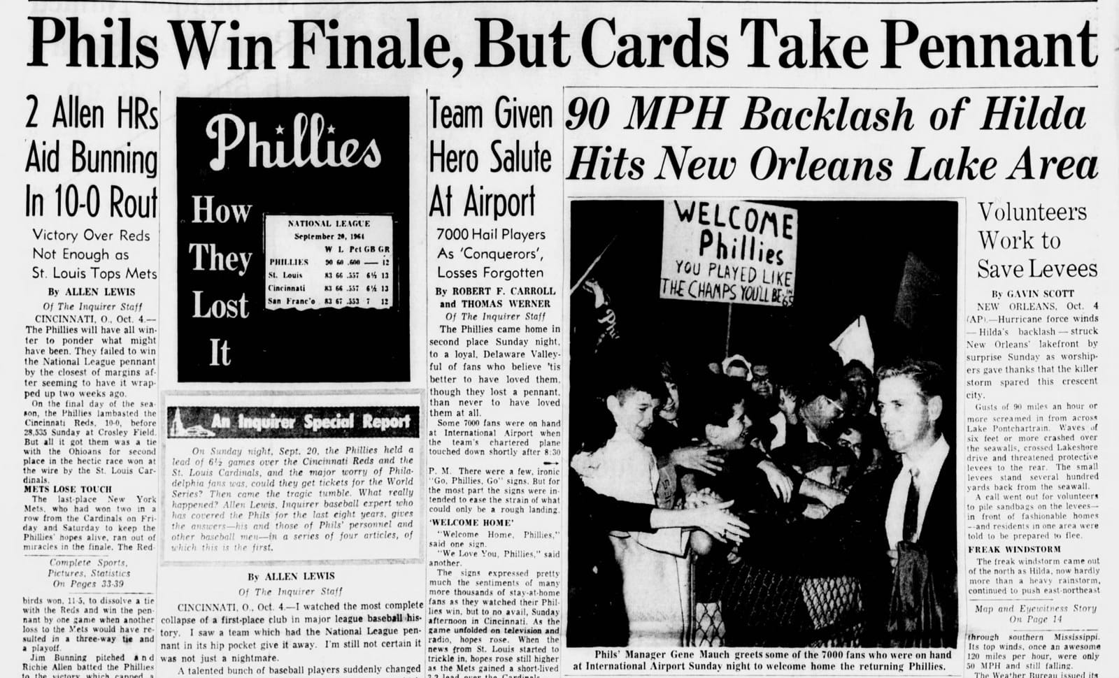 Philadelphia Inquirer front page, Oct 5, 1964: