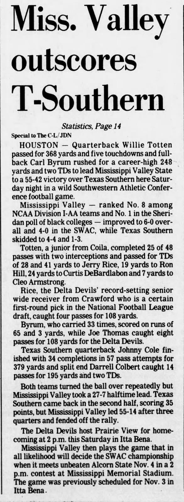 Clarion-Ledger, Oct 21, 1984: