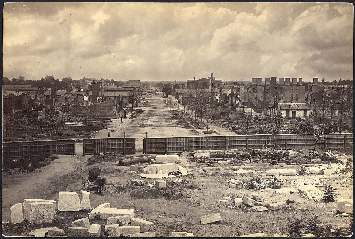 What the name commemorates: Atlanta in ruins, 1865 (public domain)