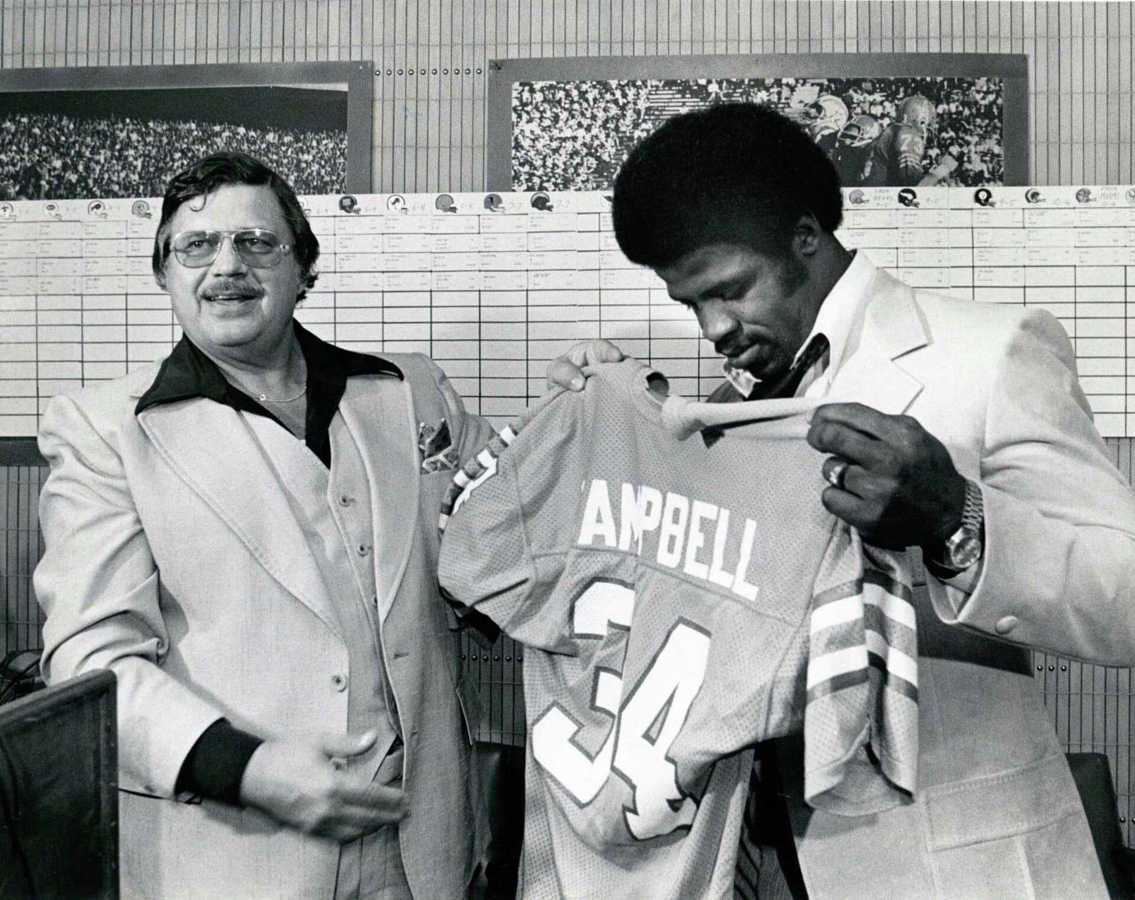 Draft day, 1978: Campbell holds up No. 34